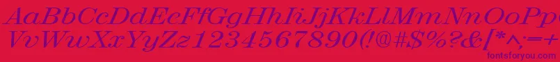 フォントRubyscriptbroadRegular – 赤い背景に紫のフォント
