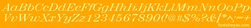 RubyscriptbroadRegular Font – Yellow Fonts on Orange Background
