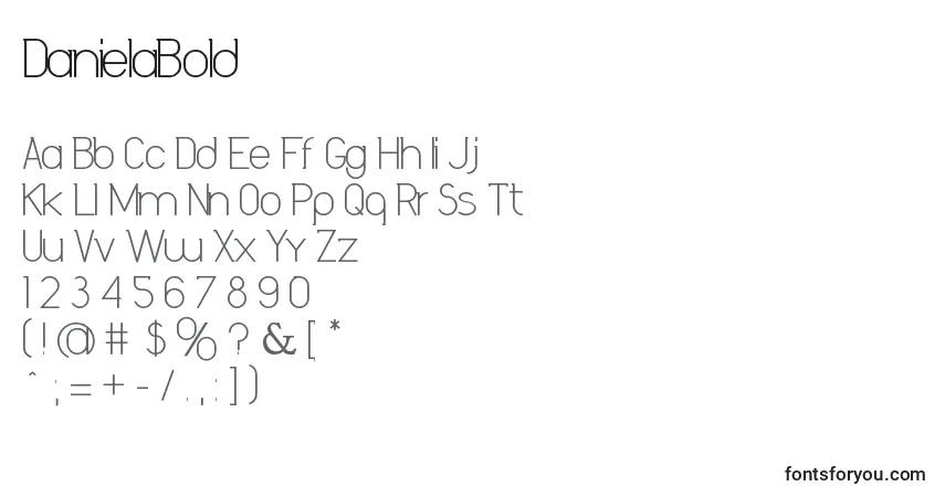 Schriftart DanielaBold – Alphabet, Zahlen, spezielle Symbole
