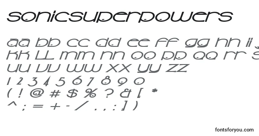 Czcionka SonicSuperpowers – alfabet, cyfry, specjalne znaki