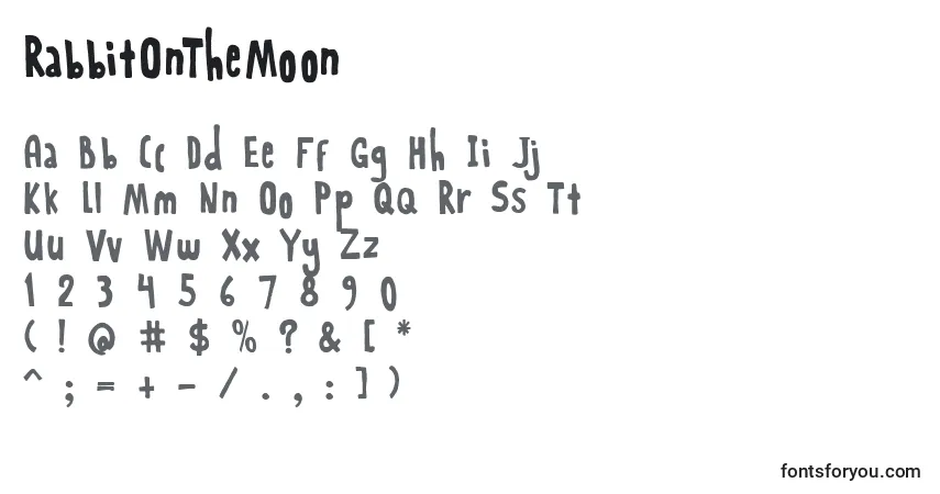 Czcionka RabbitOnTheMoon – alfabet, cyfry, specjalne znaki