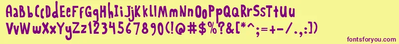 RabbitOnTheMoon Font – Purple Fonts on Yellow Background