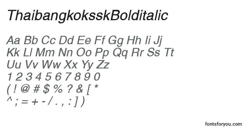 Czcionka ThaibangkoksskBolditalic – alfabet, cyfry, specjalne znaki