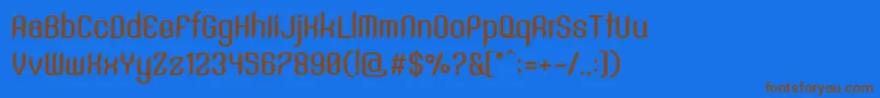 フォントSntAnouvongBoldRegular – 茶色の文字が青い背景にあります。