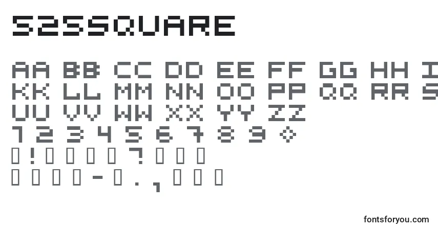 Czcionka 525square – alfabet, cyfry, specjalne znaki