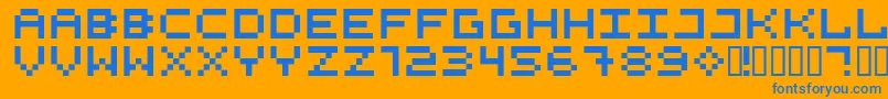 Police 525square – polices bleues sur fond orange