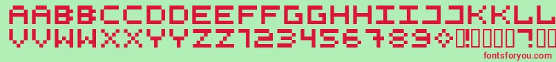 525square Font – Red Fonts on Green Background