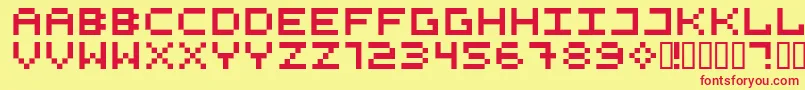 525square Font – Red Fonts on Yellow Background