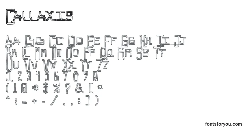 A fonte Callaxis – alfabeto, números, caracteres especiais