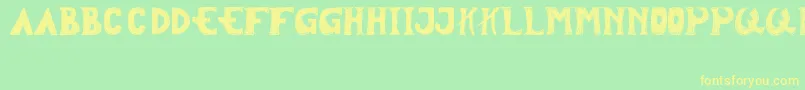 フォントTersesat – 黄色の文字が緑の背景にあります
