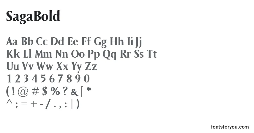 Шрифт SagaBold – алфавит, цифры, специальные символы
