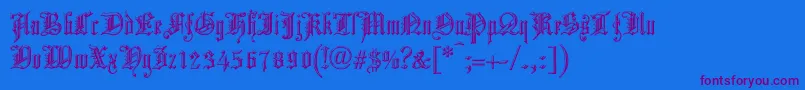 フォントChurchTextShaded. – 紫色のフォント、青い背景