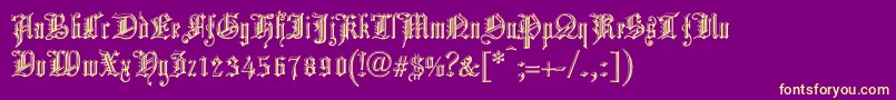 Fonte ChurchTextShaded. – fontes amarelas em um fundo roxo