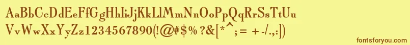 フォントTypoRomanAtt – 茶色の文字が黄色の背景にあります。