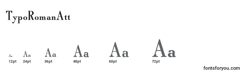 TypoRomanAtt Font Sizes