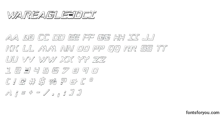 A fonte Wareagle3Dci – alfabeto, números, caracteres especiais