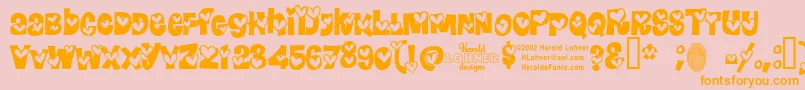 Heartlandregular-Schriftart – Orangefarbene Schriften auf rosa Hintergrund