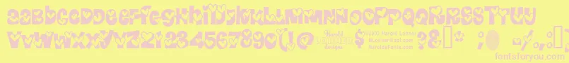 Heartlandregular Font – Pink Fonts on Yellow Background