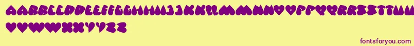 ValentineDays Font – Purple Fonts on Yellow Background