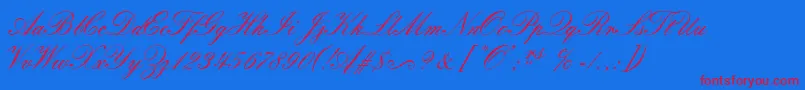 SorrentoScriptEs-Schriftart – Rote Schriften auf blauem Hintergrund