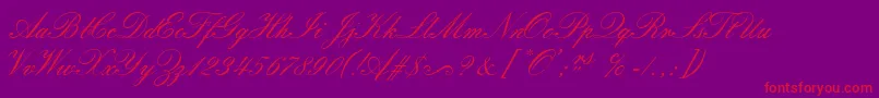 SorrentoScriptEs-Schriftart – Rote Schriften auf violettem Hintergrund