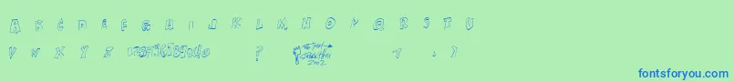 Xanthisma-fontti – siniset fontit vihreällä taustalla
