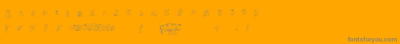 Xanthisma-Schriftart – Graue Schriften auf orangefarbenem Hintergrund