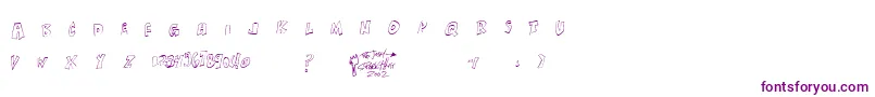 Xanthisma-Schriftart – Violette Schriften auf weißem Hintergrund