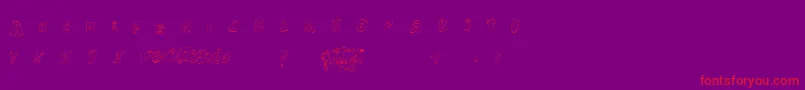 フォントXanthisma – 紫の背景に赤い文字