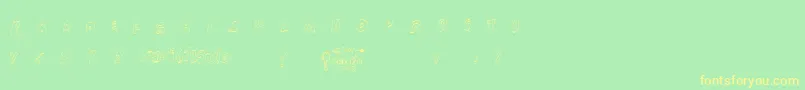 Xanthisma-Schriftart – Gelbe Schriften auf grünem Hintergrund