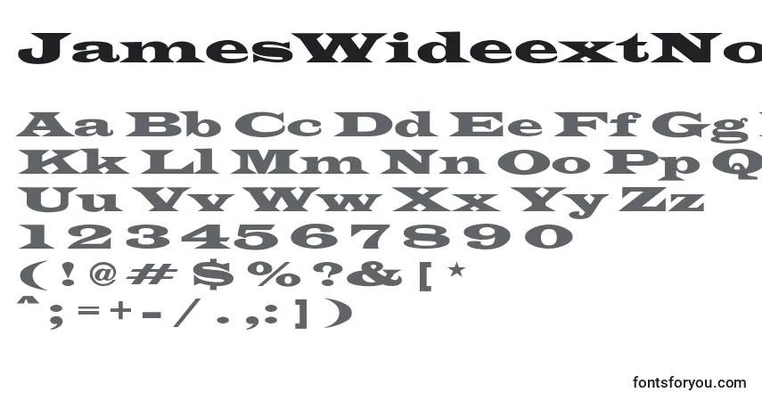 Шрифт JamesWideextNormal – алфавит, цифры, специальные символы