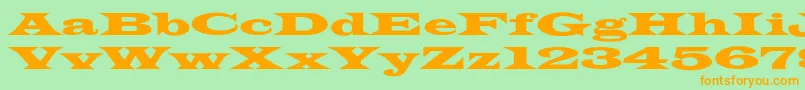 JamesWideextNormal Font – Orange Fonts on Green Background