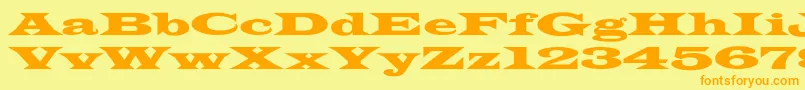JamesWideextNormal Font – Orange Fonts on Yellow Background