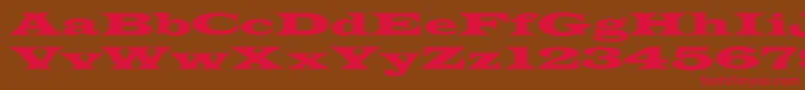 Czcionka JamesWideextNormal – czerwone czcionki na brązowym tle