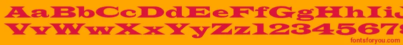 フォントJamesWideextNormal – オレンジの背景に赤い文字