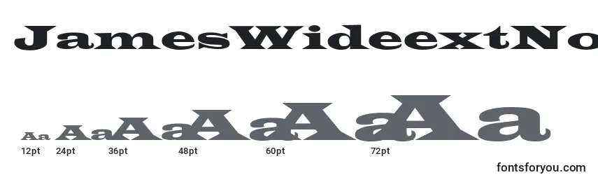 JamesWideextNormal Font Sizes