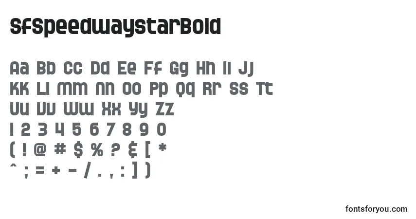 A fonte SfSpeedwaystarBold – alfabeto, números, caracteres especiais
