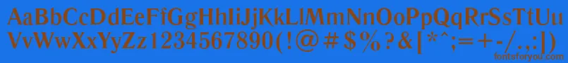 Fonte LiteraturnayaBold – fontes marrons em um fundo azul