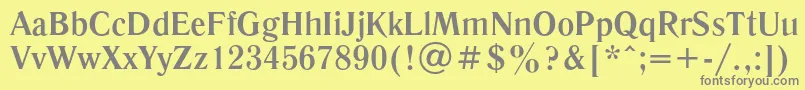 LiteraturnayaBold-fontti – harmaat kirjasimet keltaisella taustalla