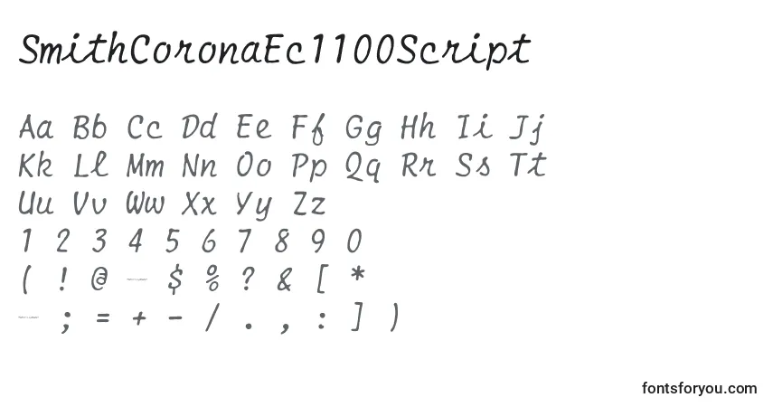 Czcionka SmithCoronaEc1100Script – alfabet, cyfry, specjalne znaki
