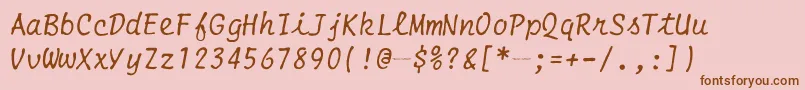 SmithCoronaEc1100Script Font – Brown Fonts on Pink Background