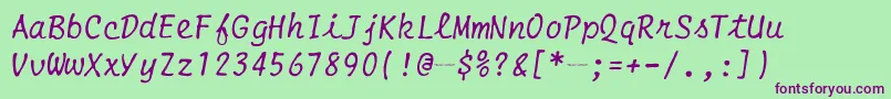 SmithCoronaEc1100Script Font – Purple Fonts on Green Background