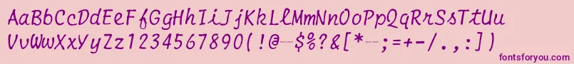 フォントSmithCoronaEc1100Script – ピンクの背景に紫のフォント