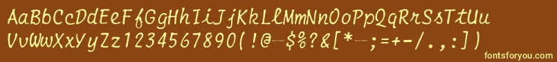 SmithCoronaEc1100Script Font – Yellow Fonts on Brown Background