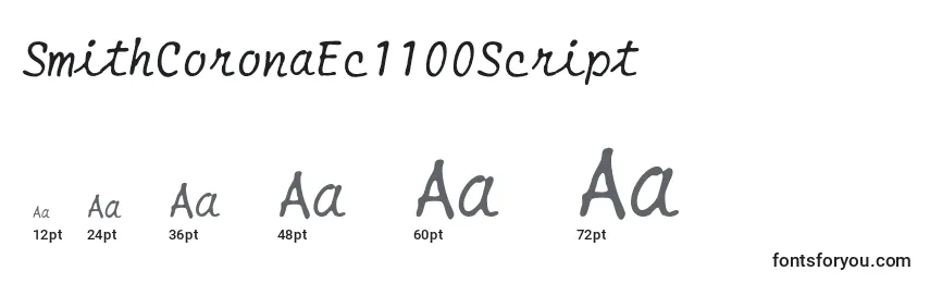 Размеры шрифта SmithCoronaEc1100Script