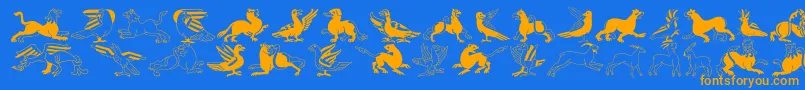 InvasionLtAnimals Font – Orange Fonts on Blue Background