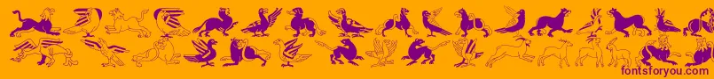 InvasionLtAnimals Font – Purple Fonts on Orange Background