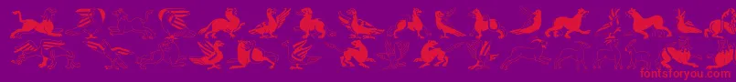 InvasionLtAnimals Font – Red Fonts on Purple Background