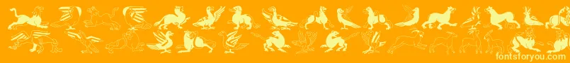 InvasionLtAnimals Font – Yellow Fonts on Orange Background