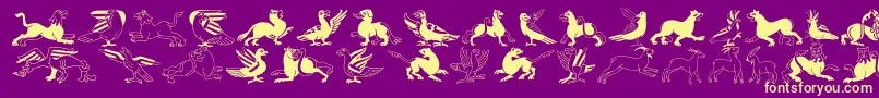 InvasionLtAnimals Font – Yellow Fonts on Purple Background